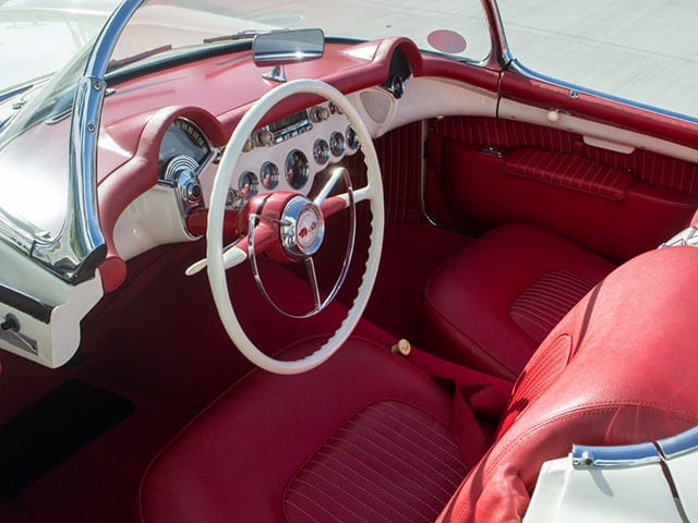 1955 white corvette v8 interior