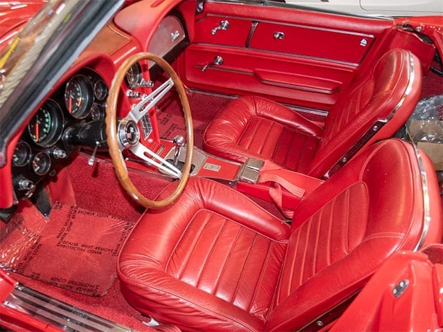 1965 red corvette convertible interior 1